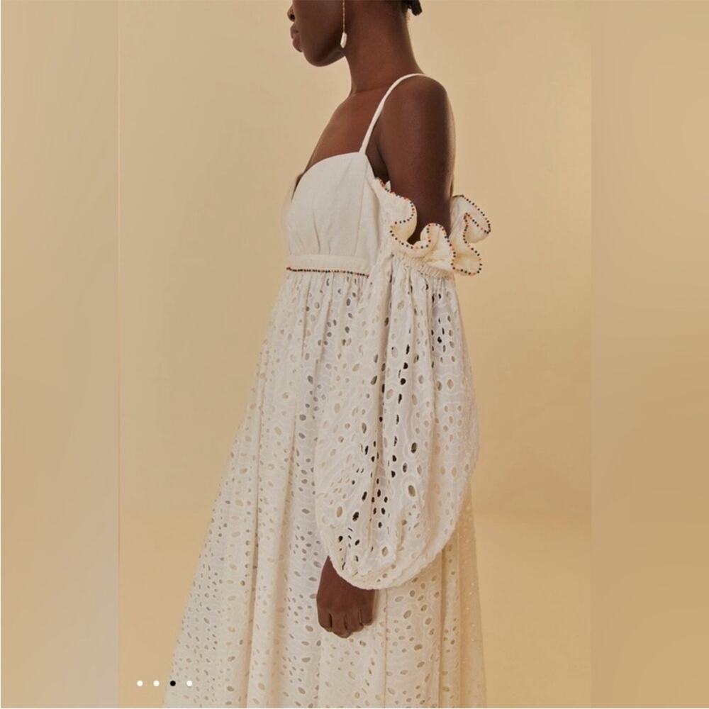 NWT Farm Rio Off-White 3D Flower Maxi Dress Size Medium - Picture 3 of 9
